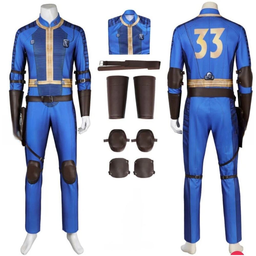 Fallout Vault Suit 33 Halloween Costume Vault Dweller Jumpsuit Cosplay Unisex
